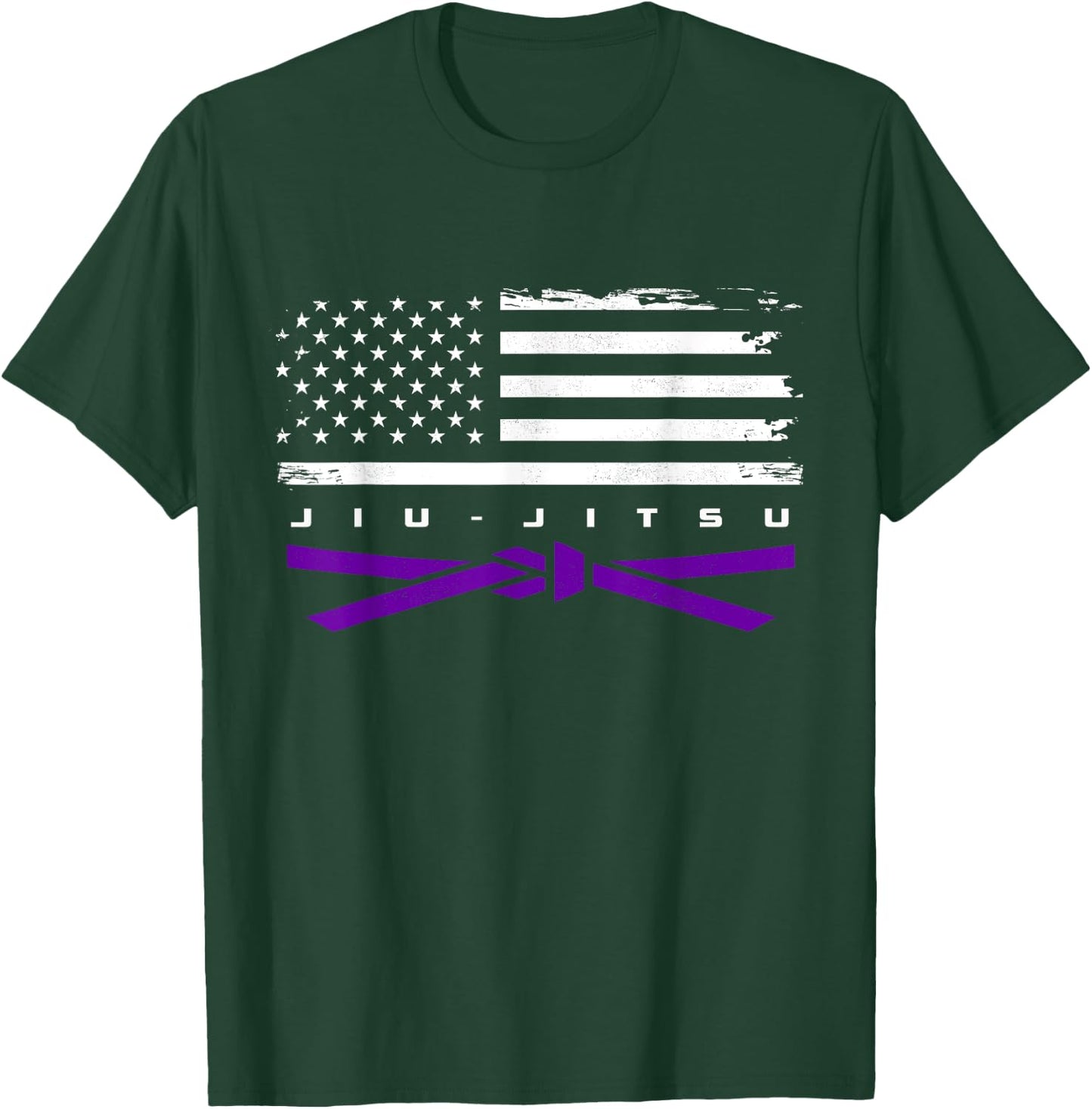 American Flag Jiu - Jitsu Apparel - Purple Belt Jiu Jitsu T-Shirt - T-Shirt | Forest