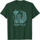 Simple Seattle Downtown Cityscape Emerald Color T-Shirt - T-Shirt | Forest