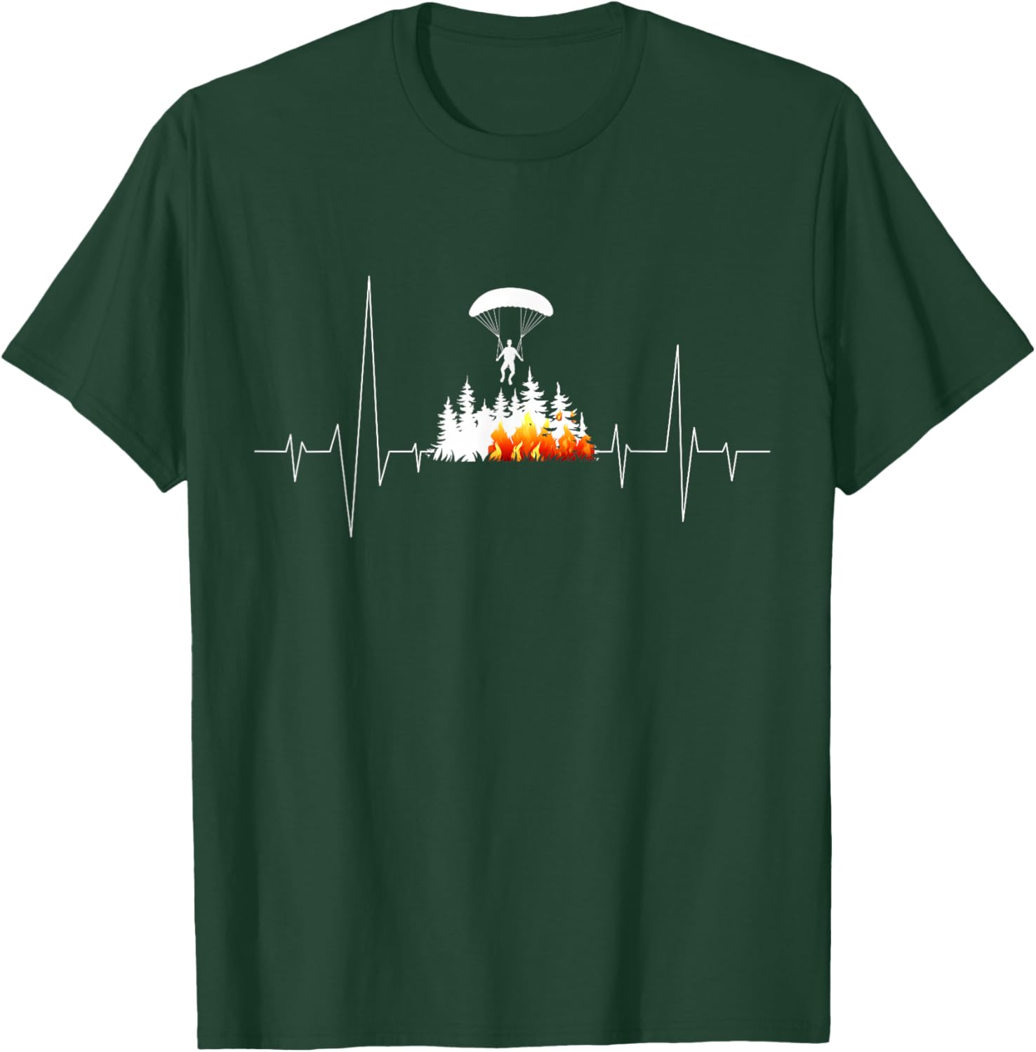 Wildland Smokejumper Firefighter Heartbeat T-Shirt - T-Shirt | Forest