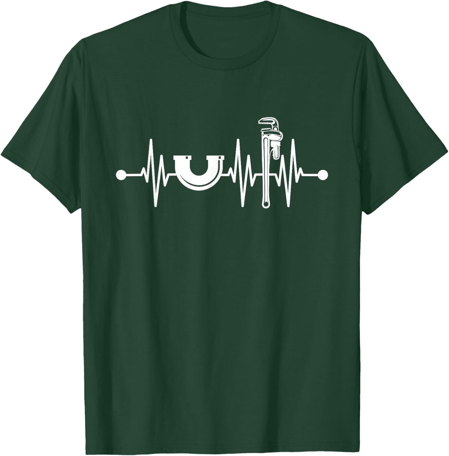 Plumber Pipes Wrench Heartbeat Pipefitter Plumbing T-Shirt - T-Shirt | Forest