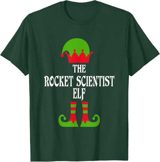 Rocket Scientist Elf Christmas Family Matching Space Gift T-Shirt - T-Shirt | Forest