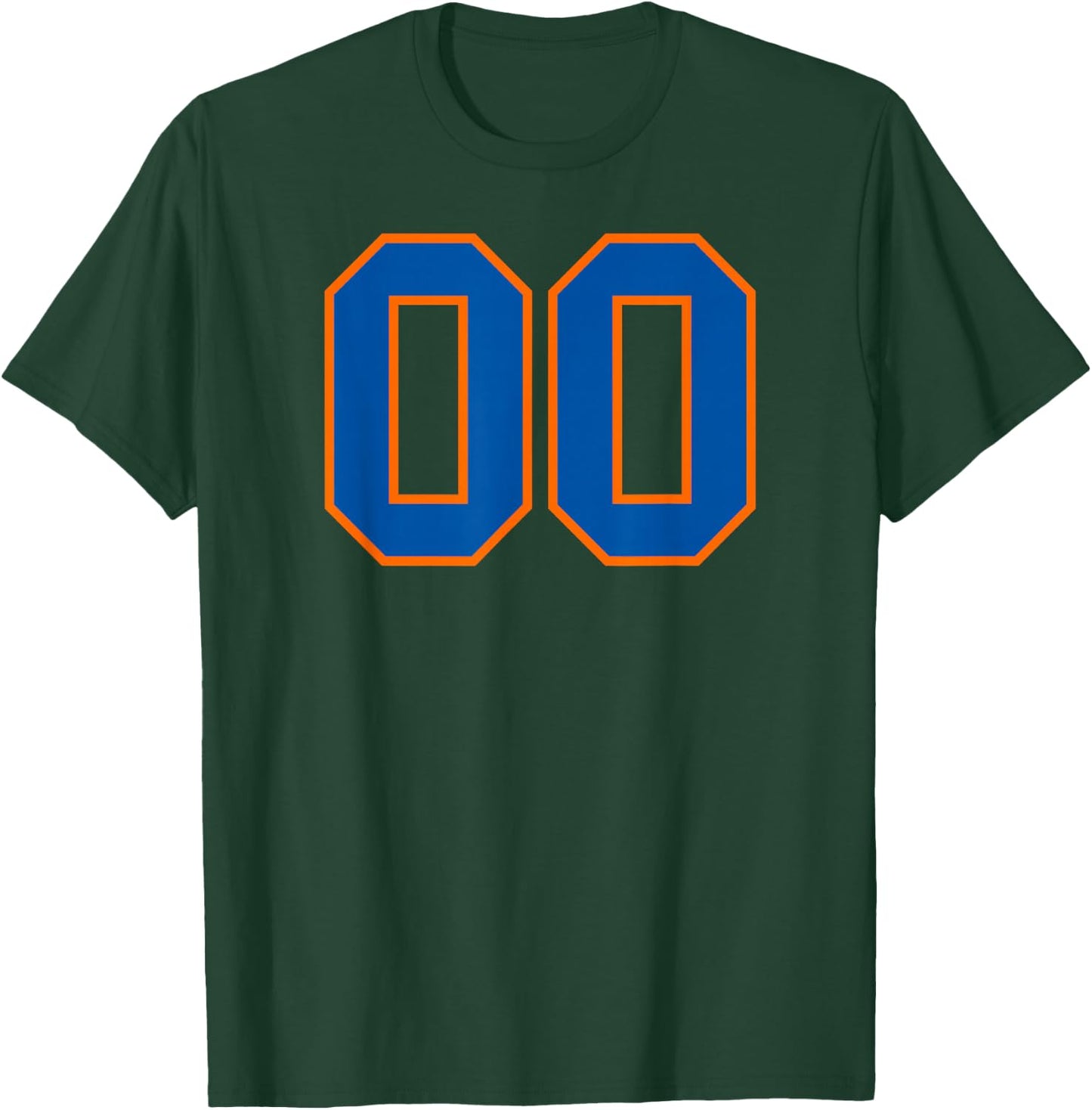 Number #00 Sport Blue Orange Number T-Shirt - T-Shirt | Forest