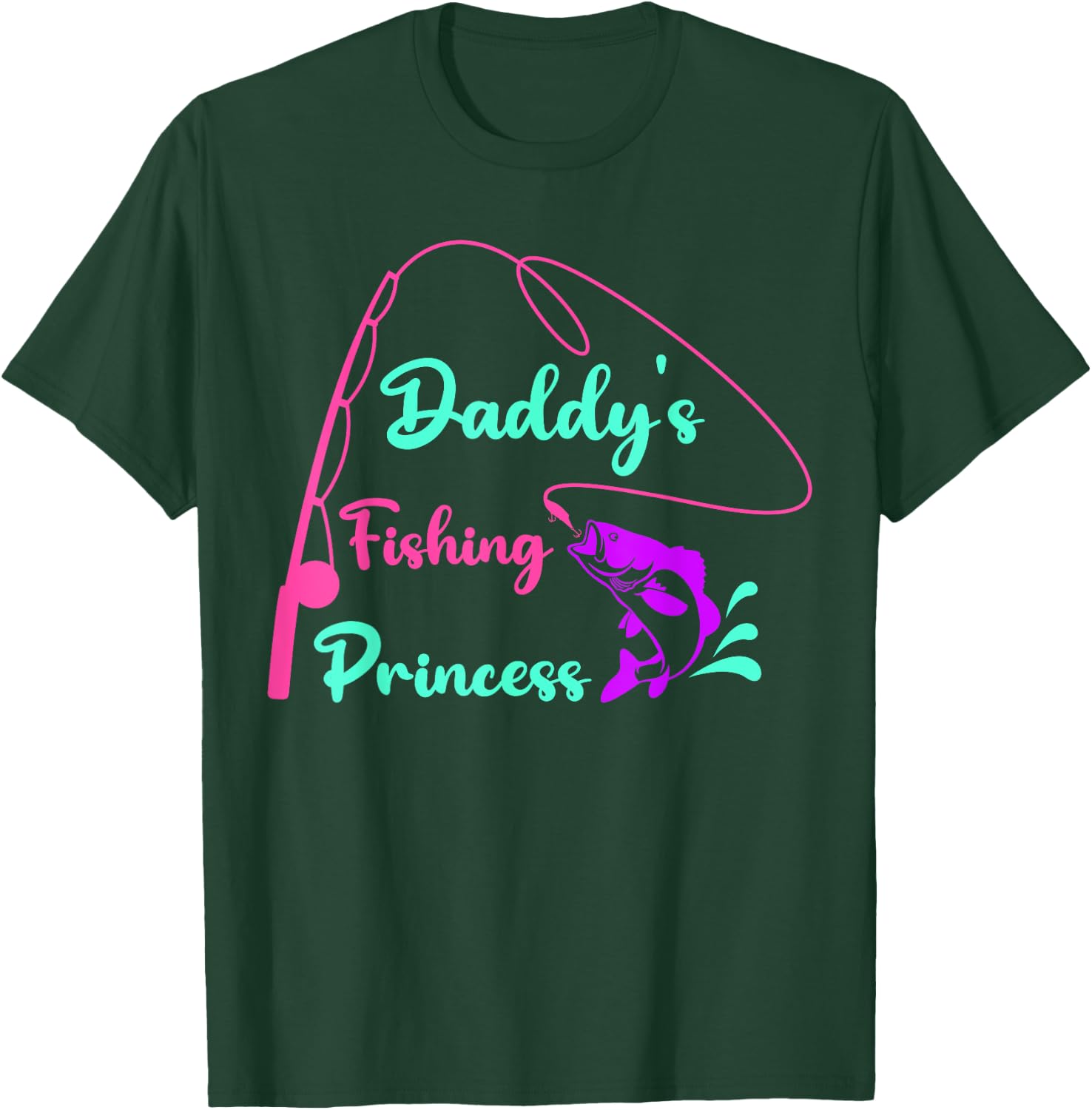 Funny Kids Daddy's Fishing Princess T-Shirt - T-Shirt | Forest