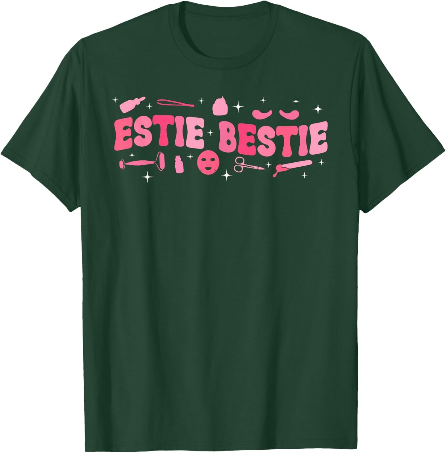 Estie Bestie Esthetician Esthetics Groovy Estheticians T-Shirt - T-Shirt | Forest