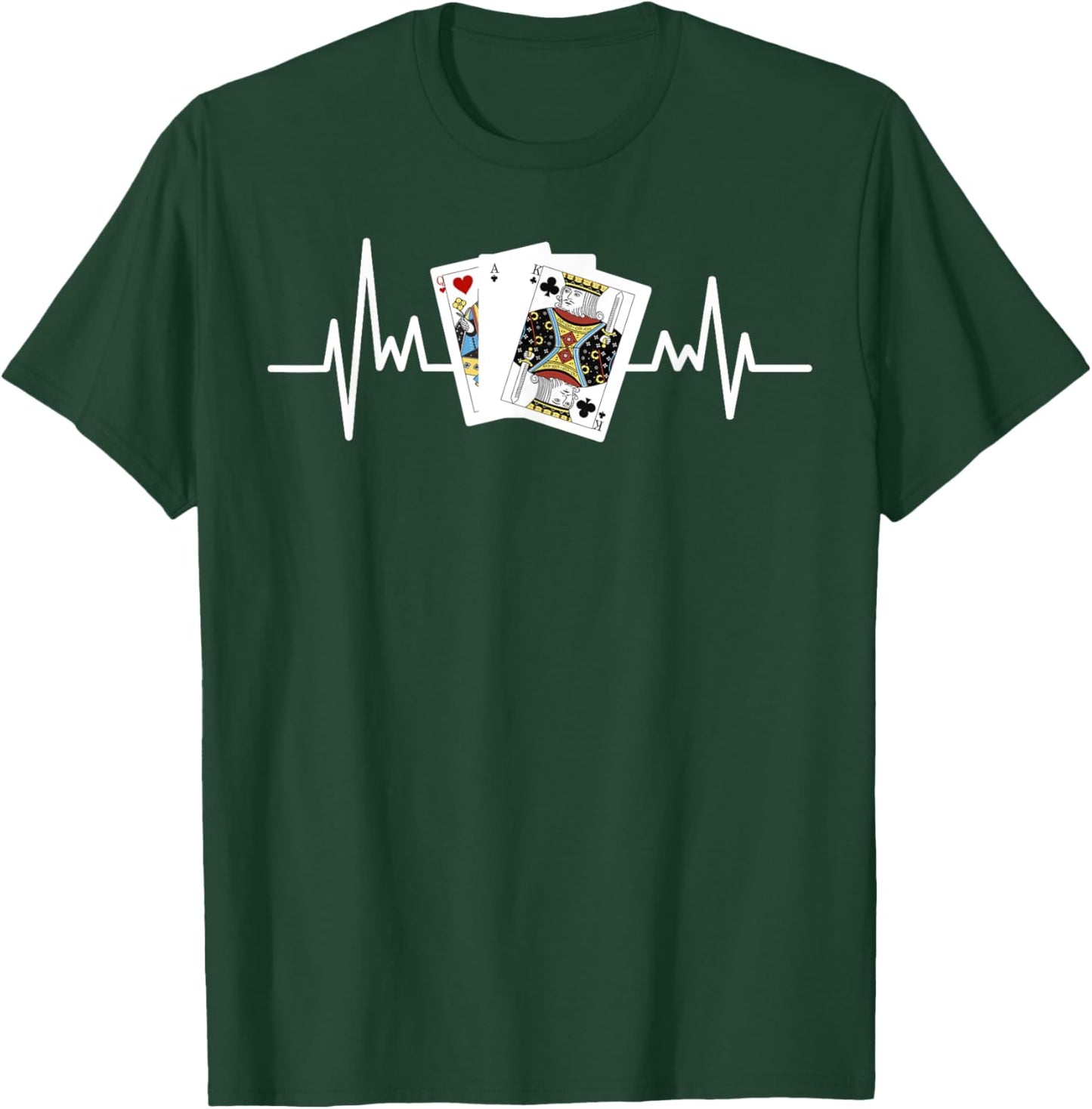 Pinochle Shirt Euchre Gifts Card Game Player Heartbeat T-Shirt - T-Shirt | Forest