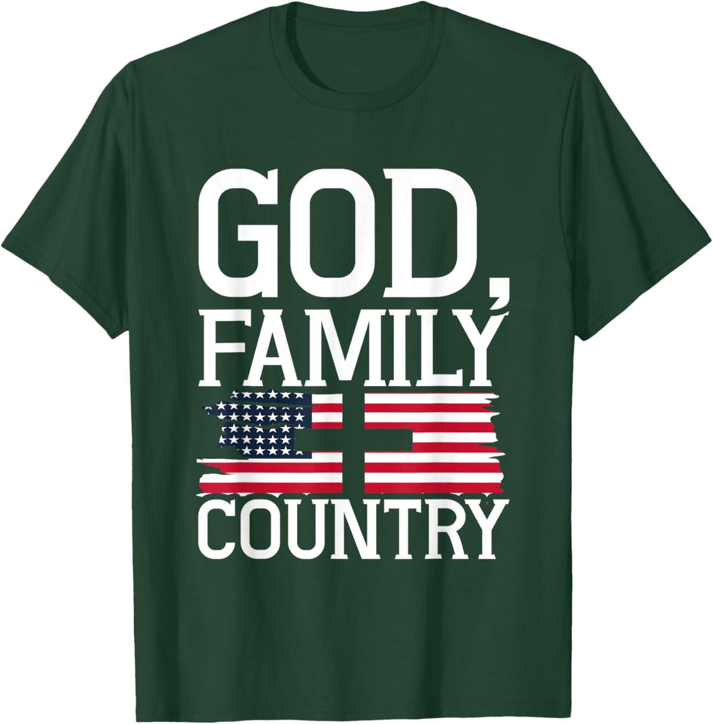 God Family Country US Flag Christian American Prayer T-Shirt - T-Shirt | Forest