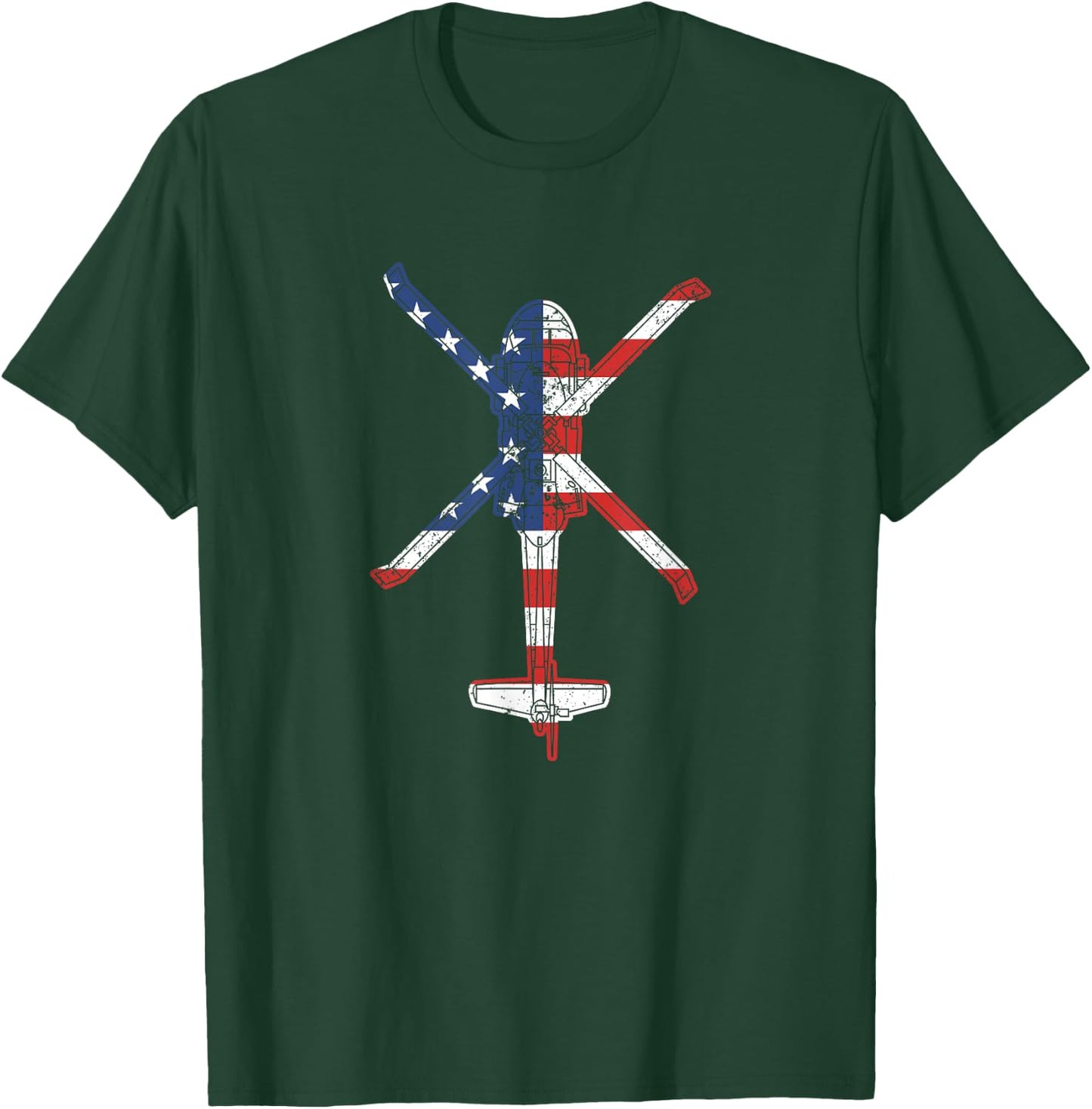 Blackhawk American Flag Military Attack Helicopter UH60 Men T-Shirt - T-Shirt | Forest