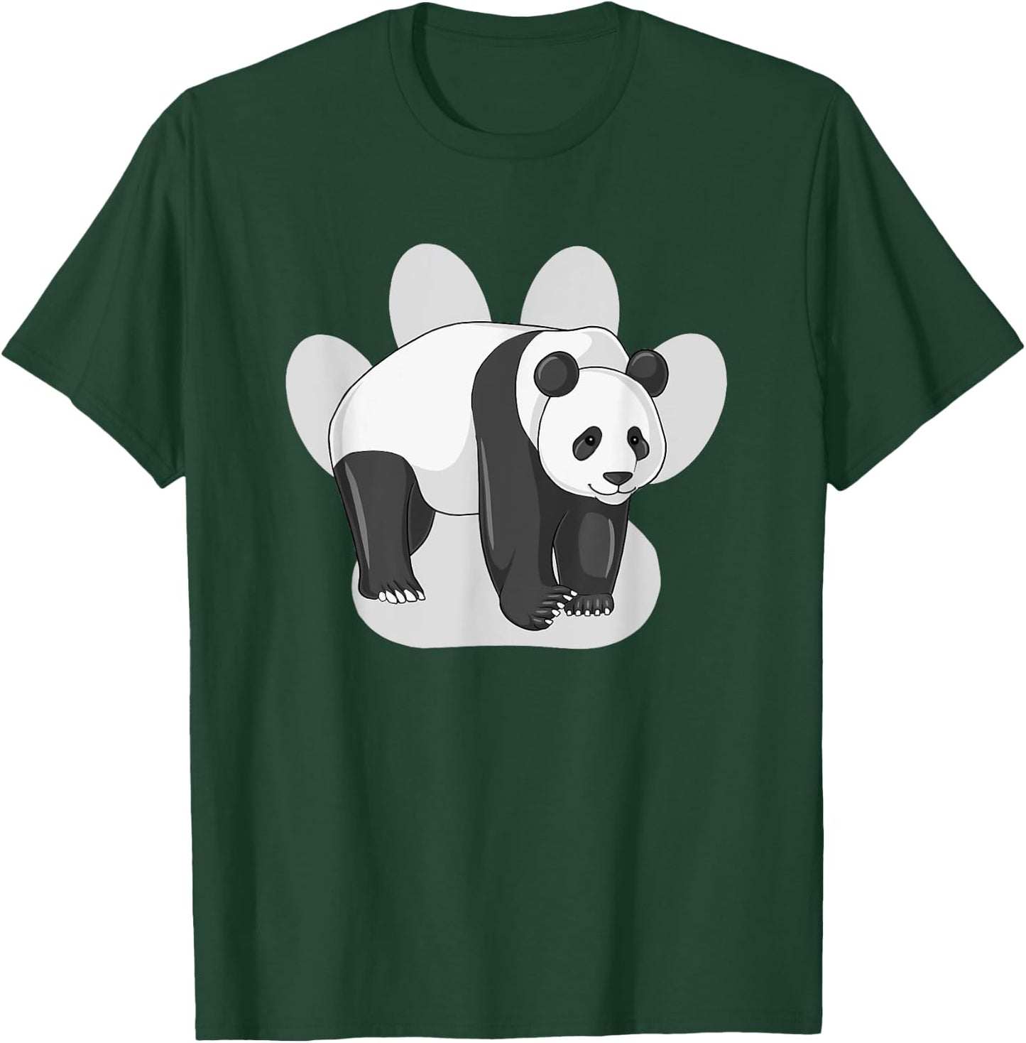 Cute Panda Bear Drawing on Paw Print Silhouette T-Shirt - T-Shirt | Forest