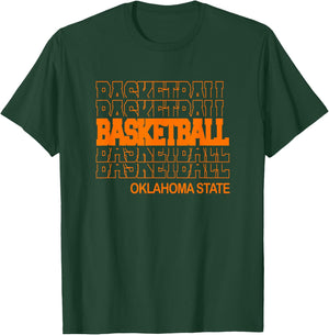 Basketball Oklahoma State in Modern Stacked Lettering T-Shirt - T-Shirt | Forest