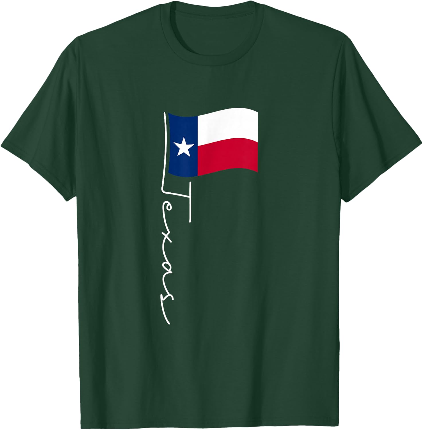 Texas Signature Flag Pole - Elegant Patriotic Texan Flag T-Shirt - T-Shirt | Forest