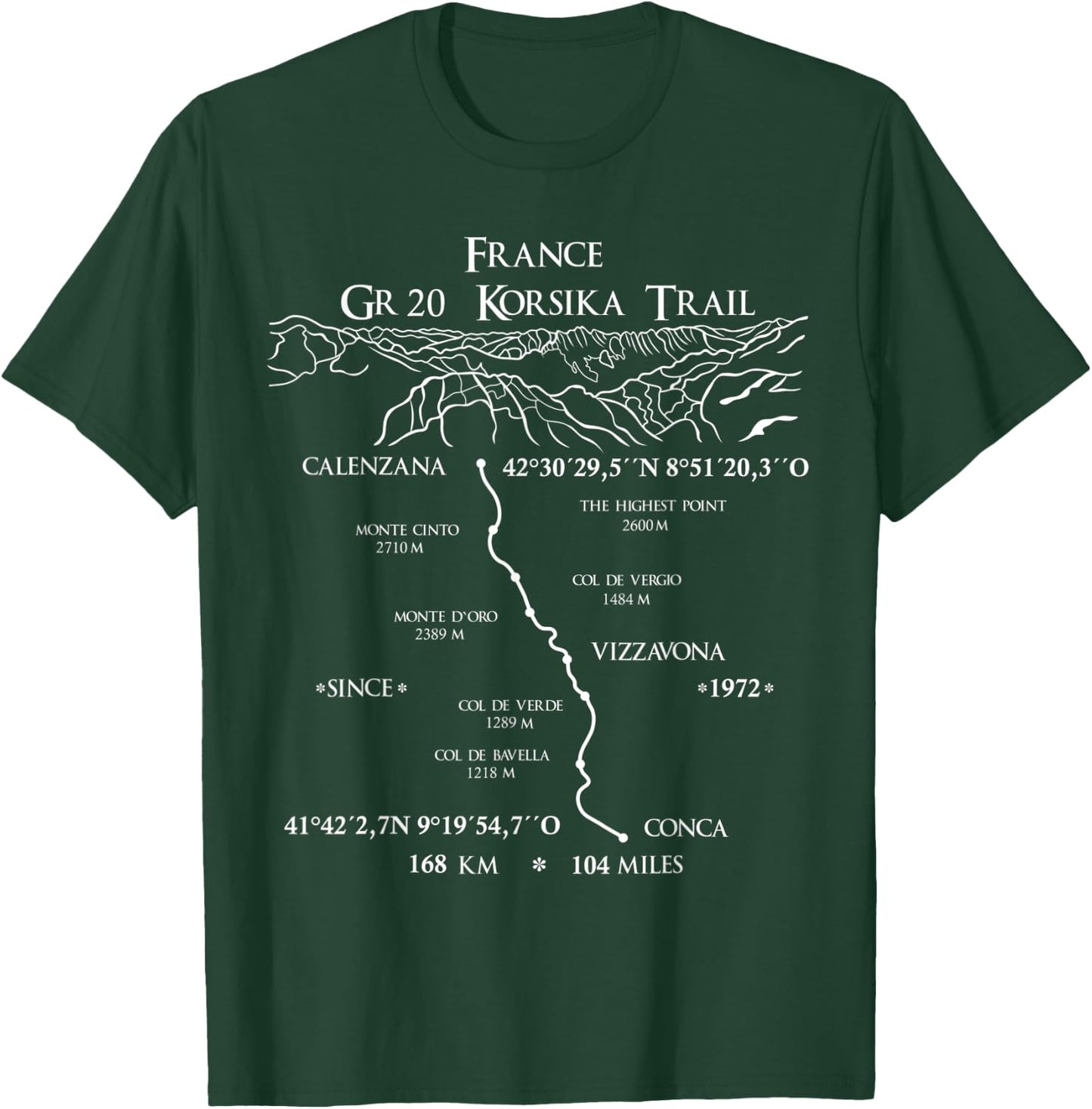 GR 20 Korsika Trail France, mountain landscape, white T-Shirt - T-Shirt | Forest