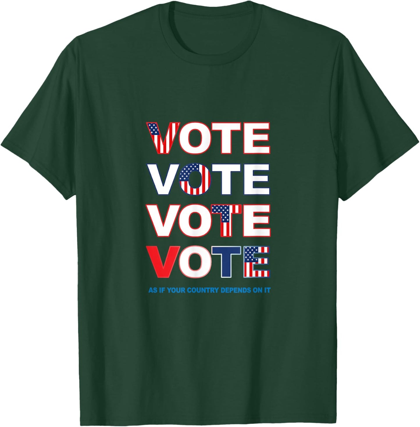 Vote Red White Blue Pro Democracy Patriotic Voter Election Women Men T-Shirt - T-Shirt | Forest
