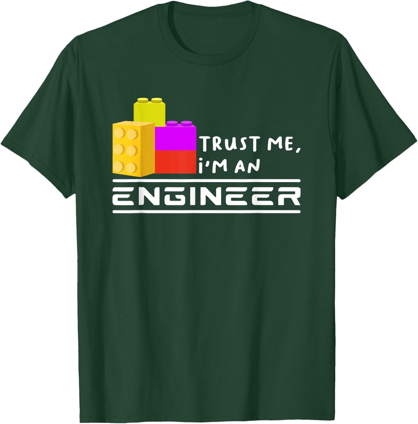 Engineer Kids Children Toy Big Building Blocks Build Builder T-Shirt - T-Shirt | Forest