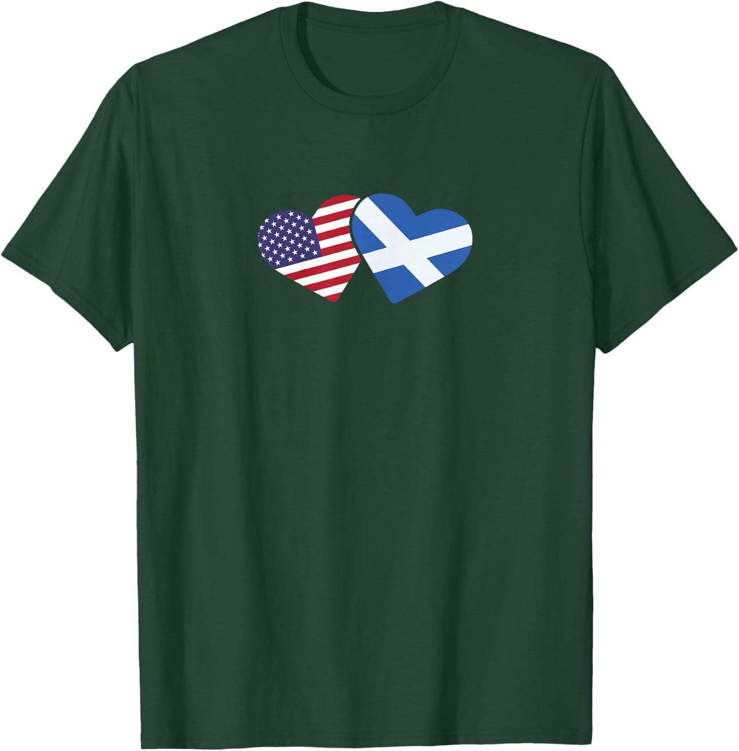 Scotland USA Flag T Shirt Heart Scottish American Love T-Shirt - T-Shirt | Forest
