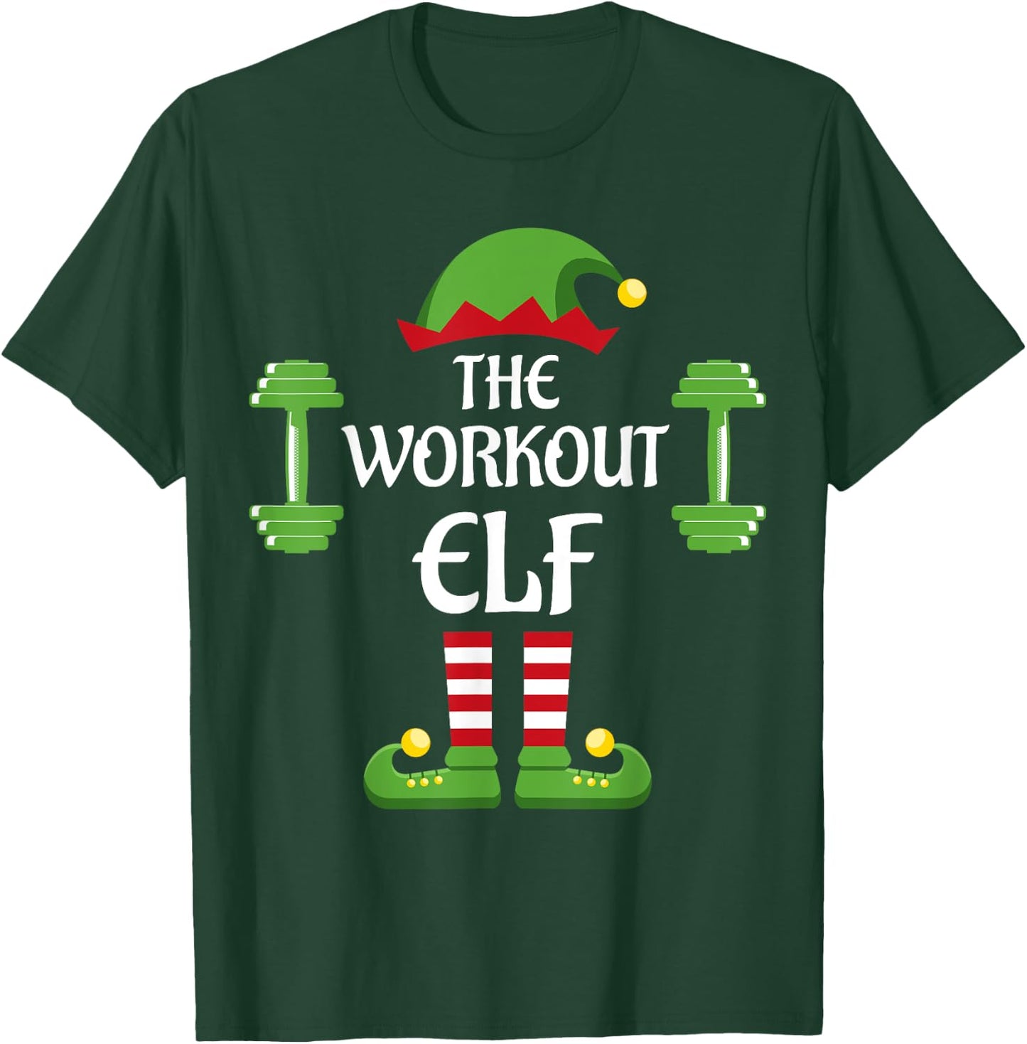Workout Elf Family Matching Group Christmas Sporty T-Shirt - T-Shirt | Forest
