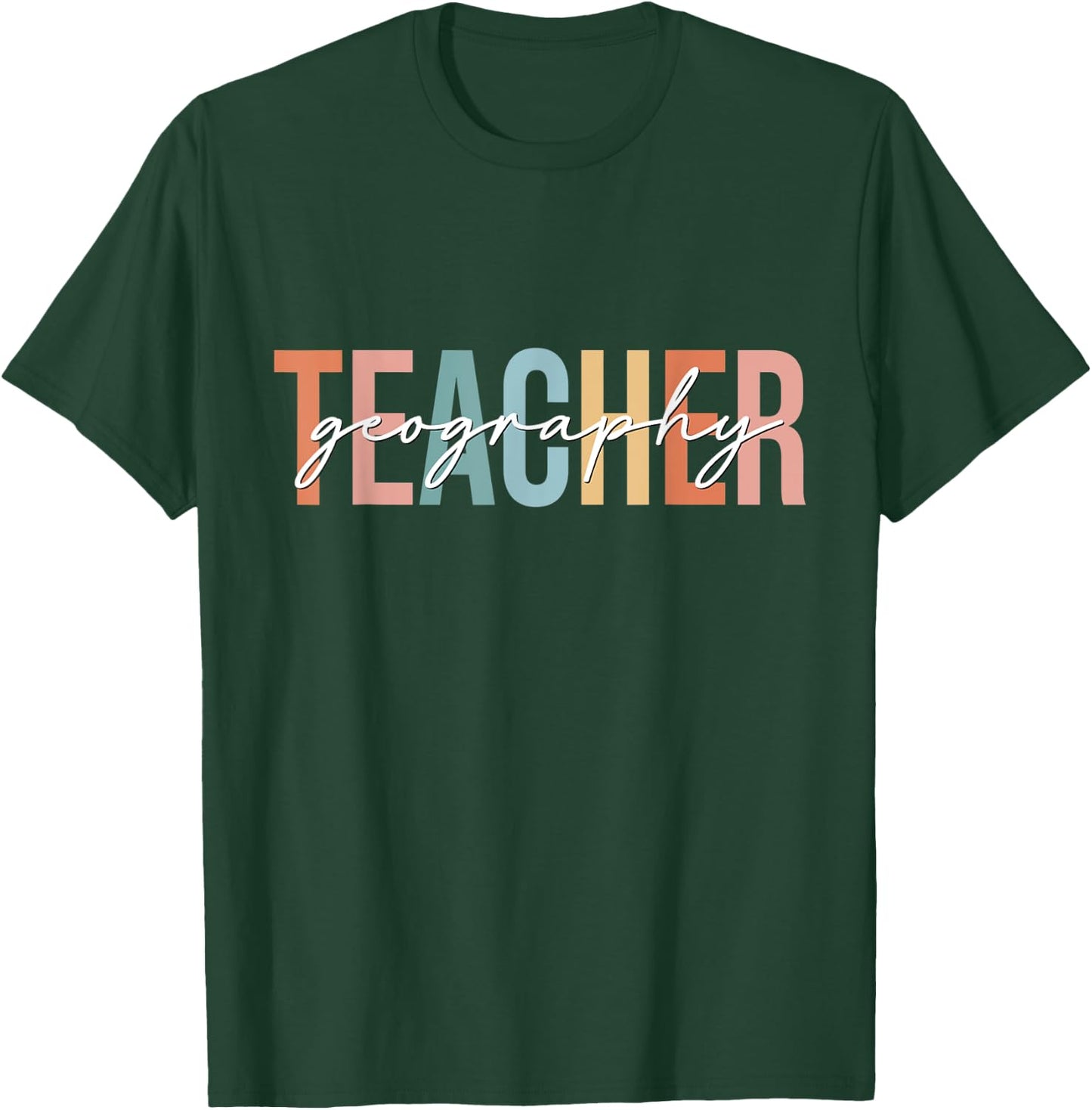 Boho Retro Vintage Geography Teacher Back To School Women T-Shirt - T-Shirt | Forest