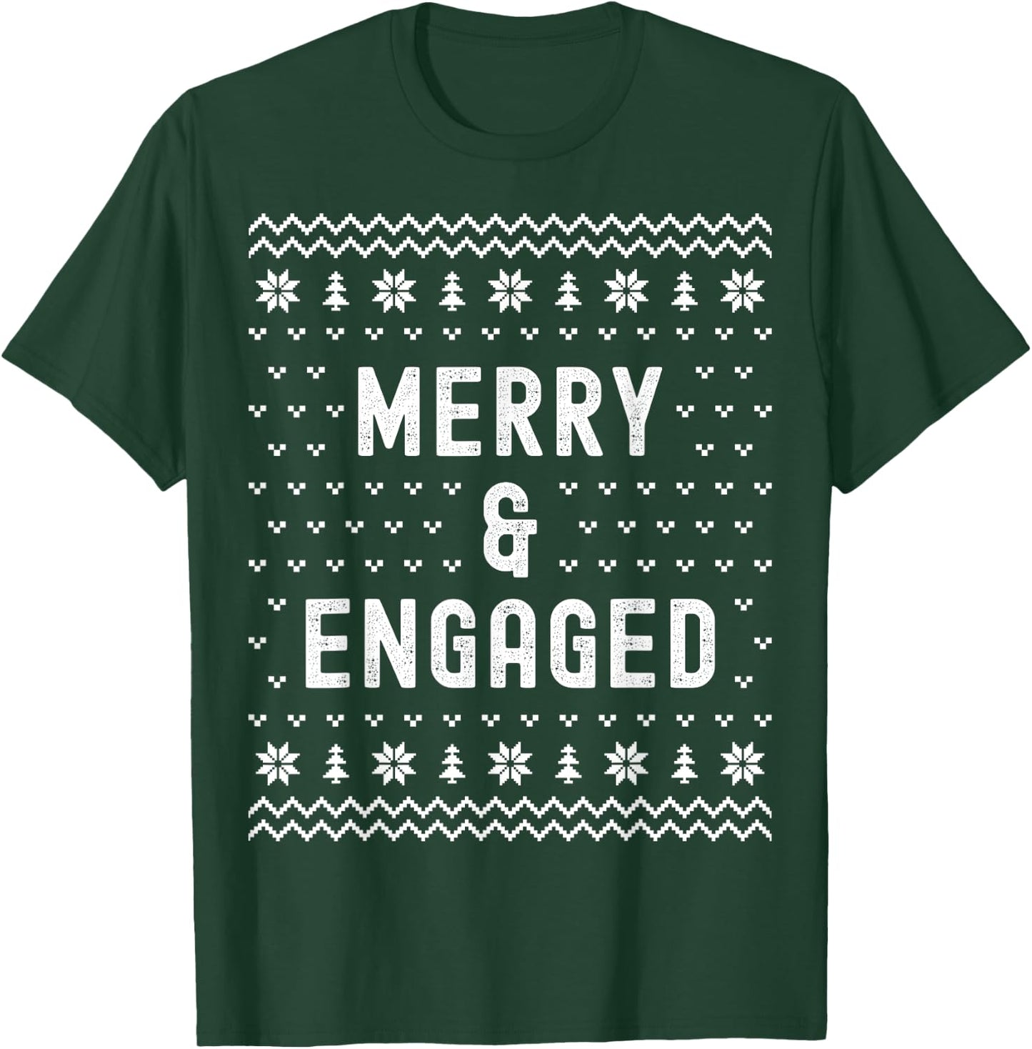 Merry & Engaged Christmas Matching Pajama Couples Engagement T-Shirt - T-Shirt | Forest