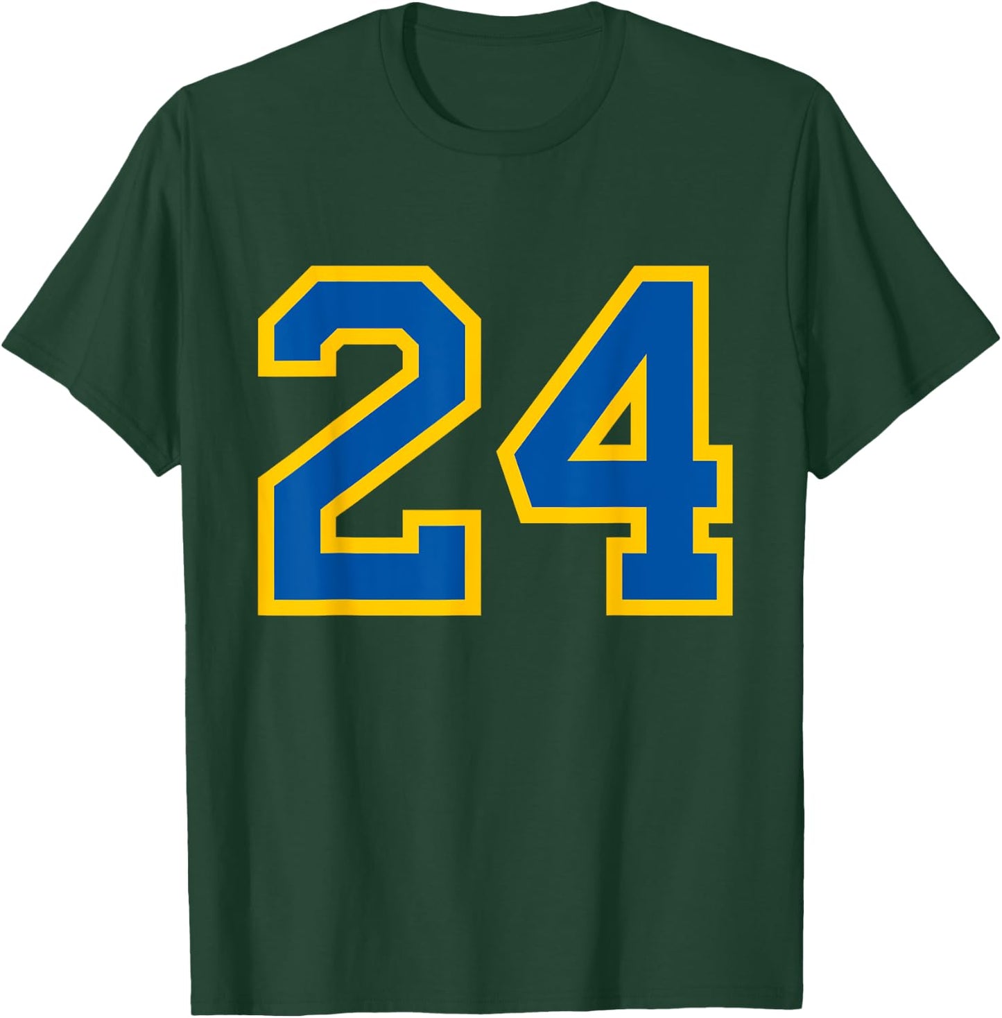 Number #24 Sport Blue Yellow Number T-Shirt - T-Shirt | Forest