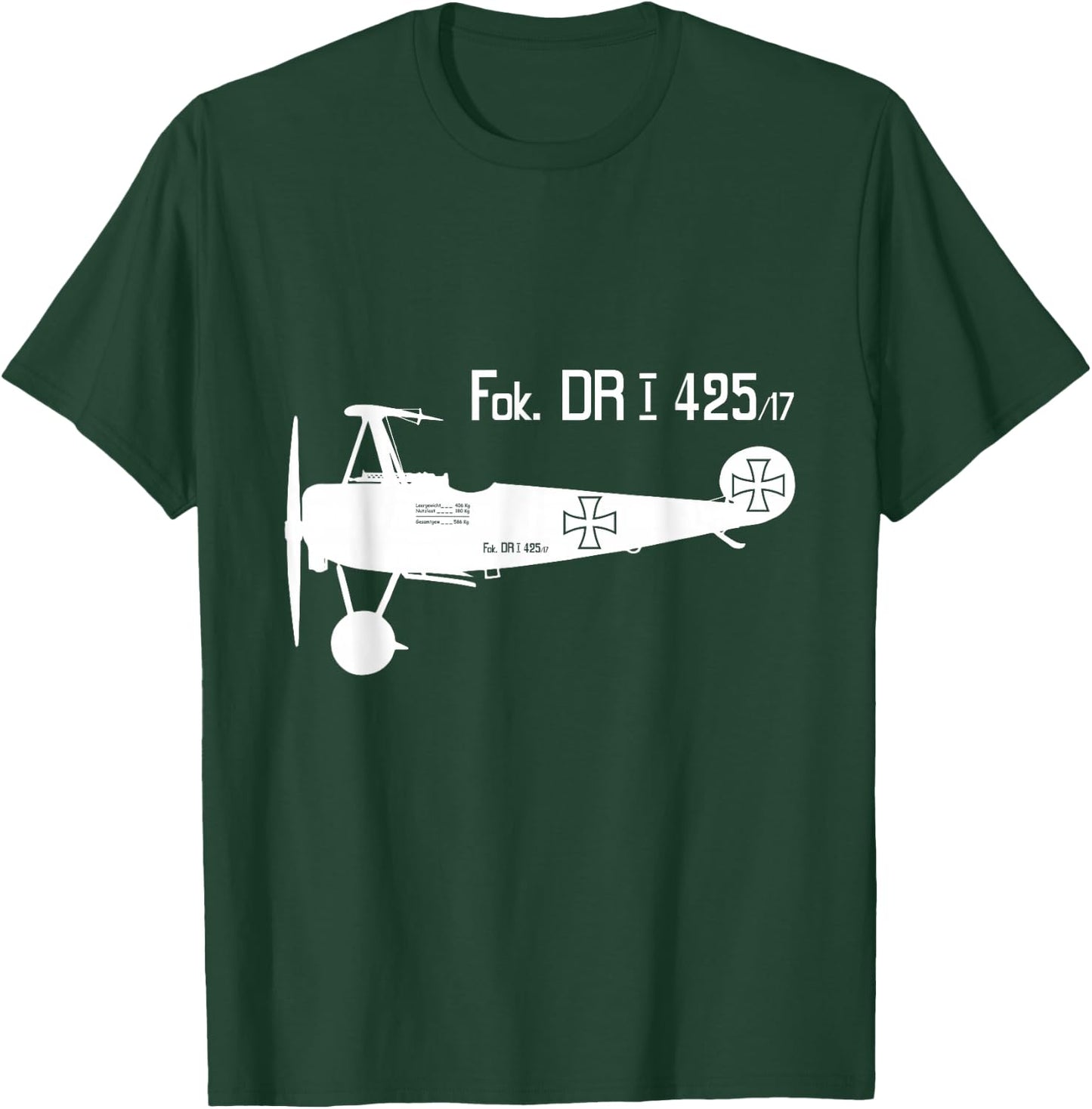 WW1 Military Triplane Aircraft Richthofen Plane Fokker DRI T-Shirt - T-Shirt | Forest
