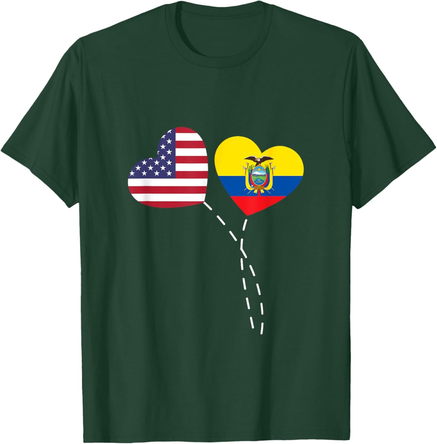 Loving USA Ecuador Flag Heart Ecuadorian Americans Love T-Shirt - T-Shirt | Forest