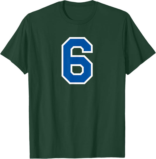 Blue Sports Team Number #6 T-Shirt - T-Shirt | Forest