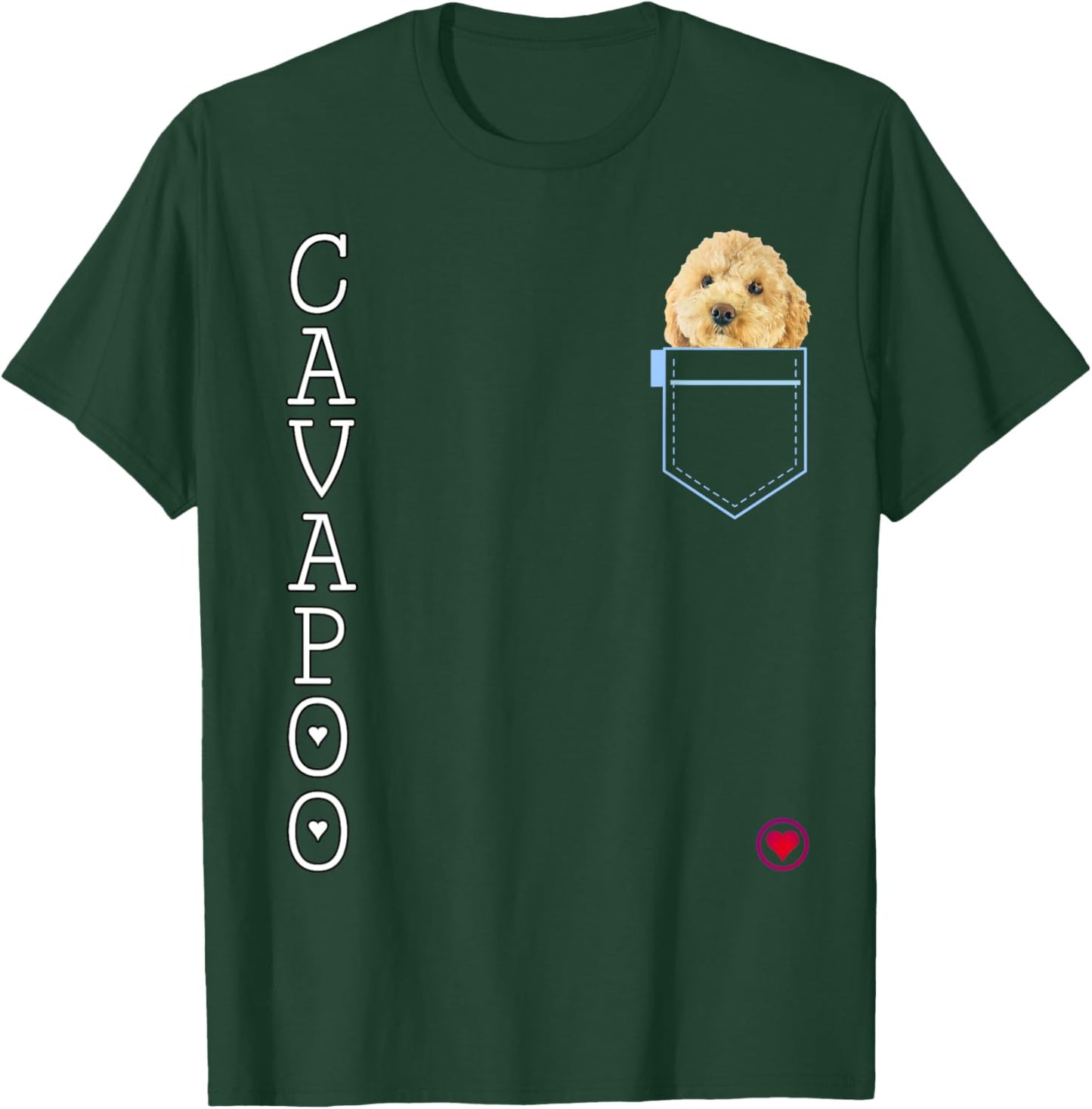 Cavapoo in pocket Puppy Dog Lover Cute Poodle cross gift Women Kids T-Shirt - T-Shirt | Forest
