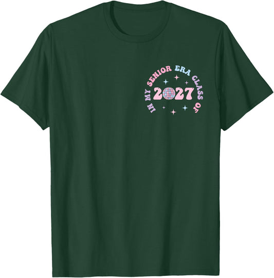 In My Senior Era Class of 2027 Groovy Senior 2027 Graduation T-Shirt - T-Shirt | Forest