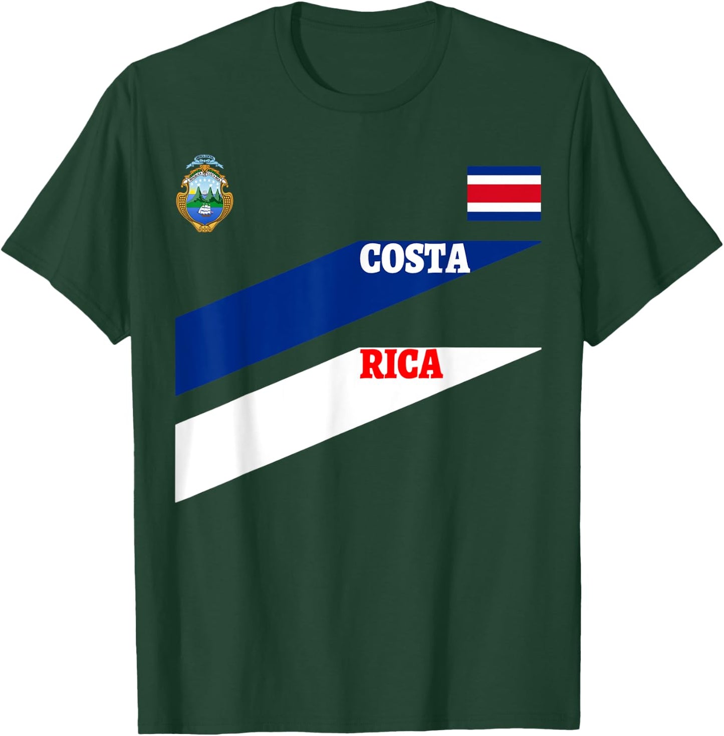 Costa Rica Jersey Flag-Soccer-Travel-Football T Shirt T-Shirt - T-Shirt | Forest