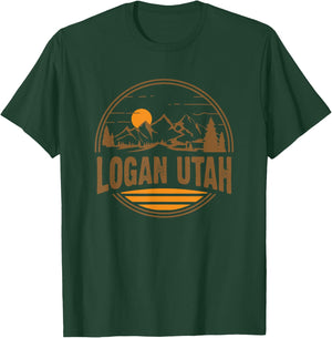 Vintage Logan, Utah Mountain Hiking Souvenir Print T-Shirt - T-Shirt | Forest