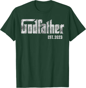 Retro Fathers Day, God-father Est 2023, God Dad Announcement T-Shirt - T-Shirt | Forest