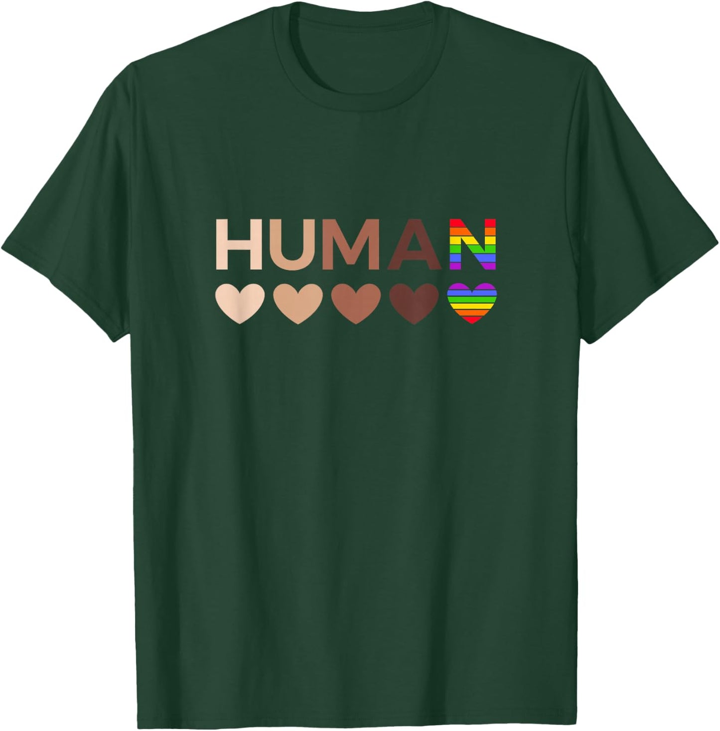 All-Inclusive Hearts for BLM Racial Justice & Human Equality Small T-Shirt - T-Shirt | Forest