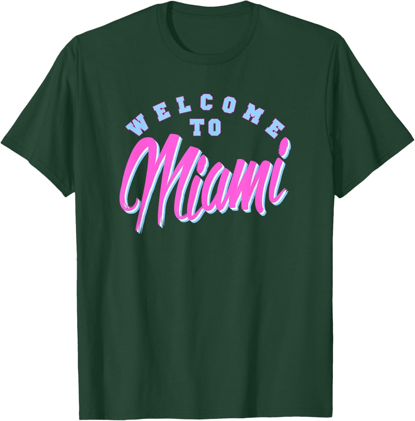 Vintage Welcome To Miami Beach Florida Souvenir Palm Trees- Men Women Girls Kids T-Shirt - T-Shirt | Forest