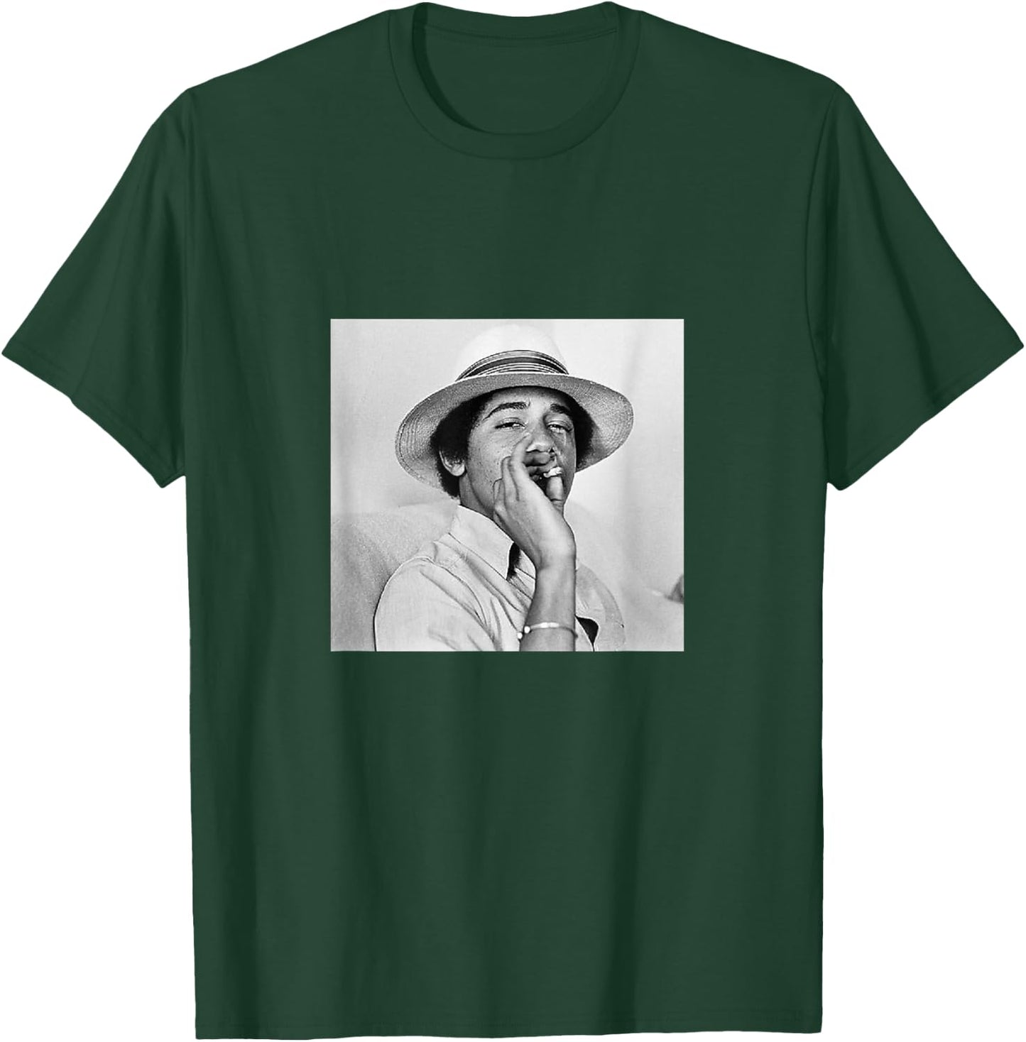 Barack Obama Smoking in College | Vintage Young Obama T-Shirt - T-Shirt | Forest