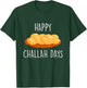 Happy Challah Days Hanukkah - Black, Small, -Adults/Kids, Cotton 60% Polyester 40%, Short Sleeve, Classic Fit, Mandarin Collar, Modern, Celebration, Christmas, All-Ages, Casual T-Shirt - T-Shirt | Forest