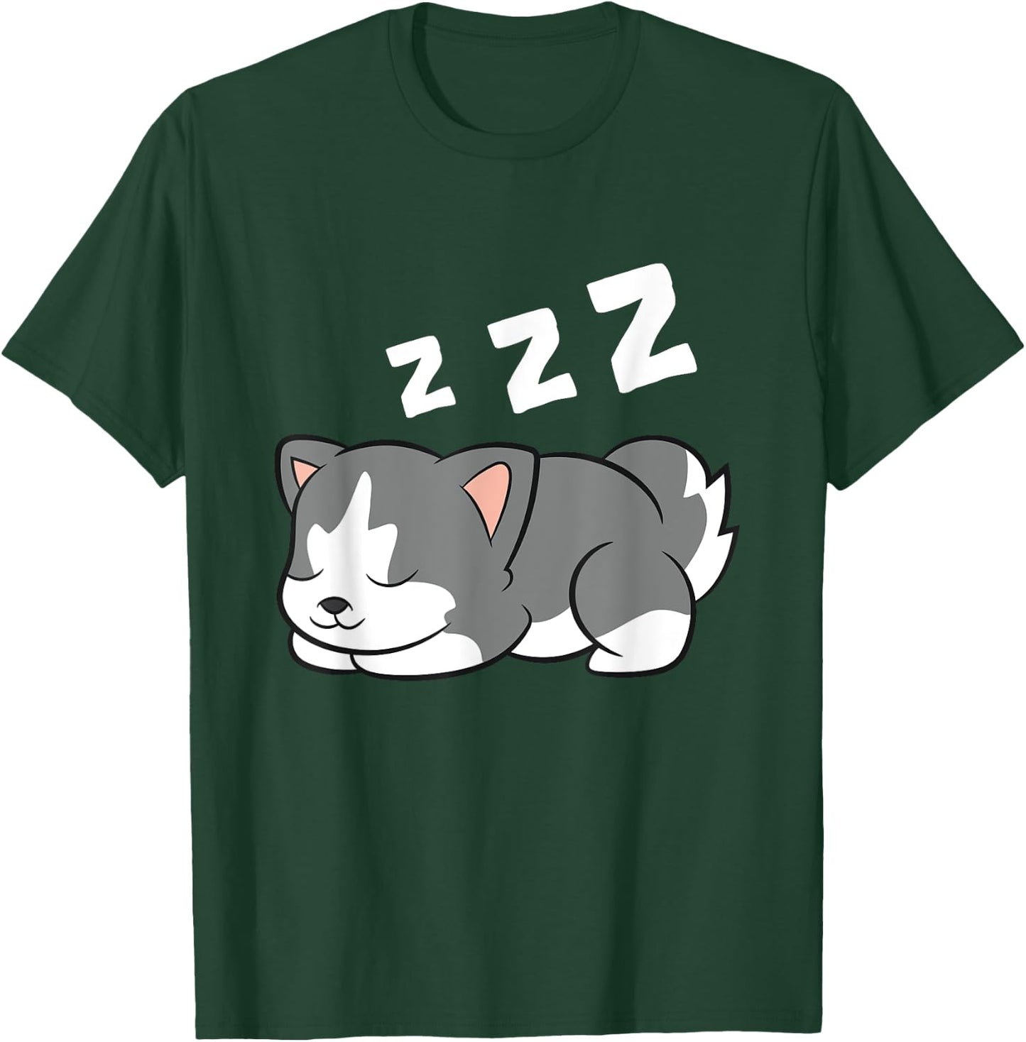 Sleeping Husky Dog Husky Pajama Cute Siberian Husky T-Shirt - T-Shirt | Forest