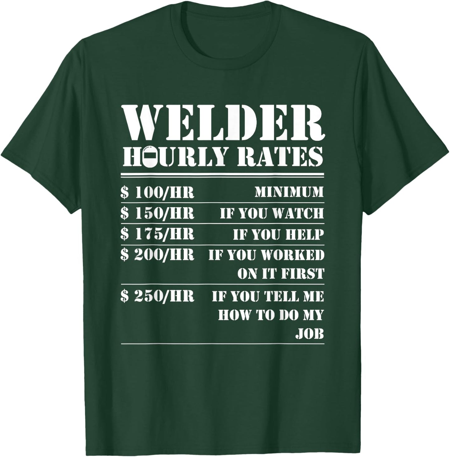 Humor Distressed Pipe Helmet Hot Weld Professional Welder Hourly Rate Funny Welding Worker Men Women Gift T-Shirt - T-Shirt | Forest
