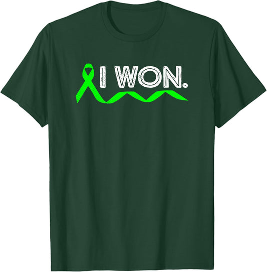Lymphoma Cancer I Won Lime Green Ribbon Awareness Warrior T-Shirt - T-Shirt | Forest