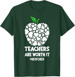 Teachers are worth it - red for ed Men Women Girls Kids T-Shirt - T-Shirt | Forest