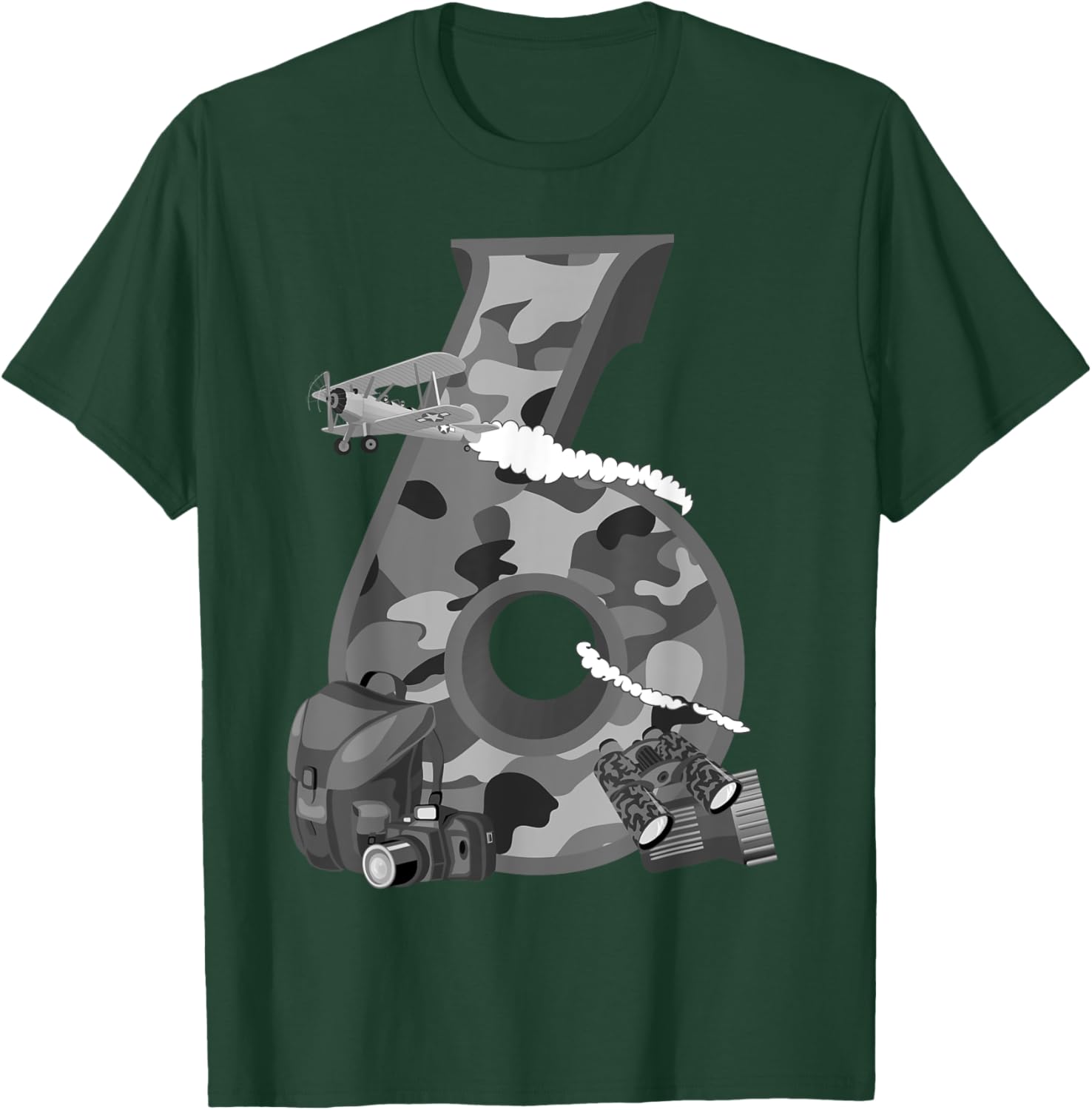 Funny Camouflage 6th Birthday Gift Boys Girls.Cool Army T-Shirt - T-Shirt | Forest