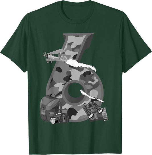 Funny Camouflage 6th Birthday Gift Boys Girls.Cool Army T-Shirt - T-Shirt | Forest