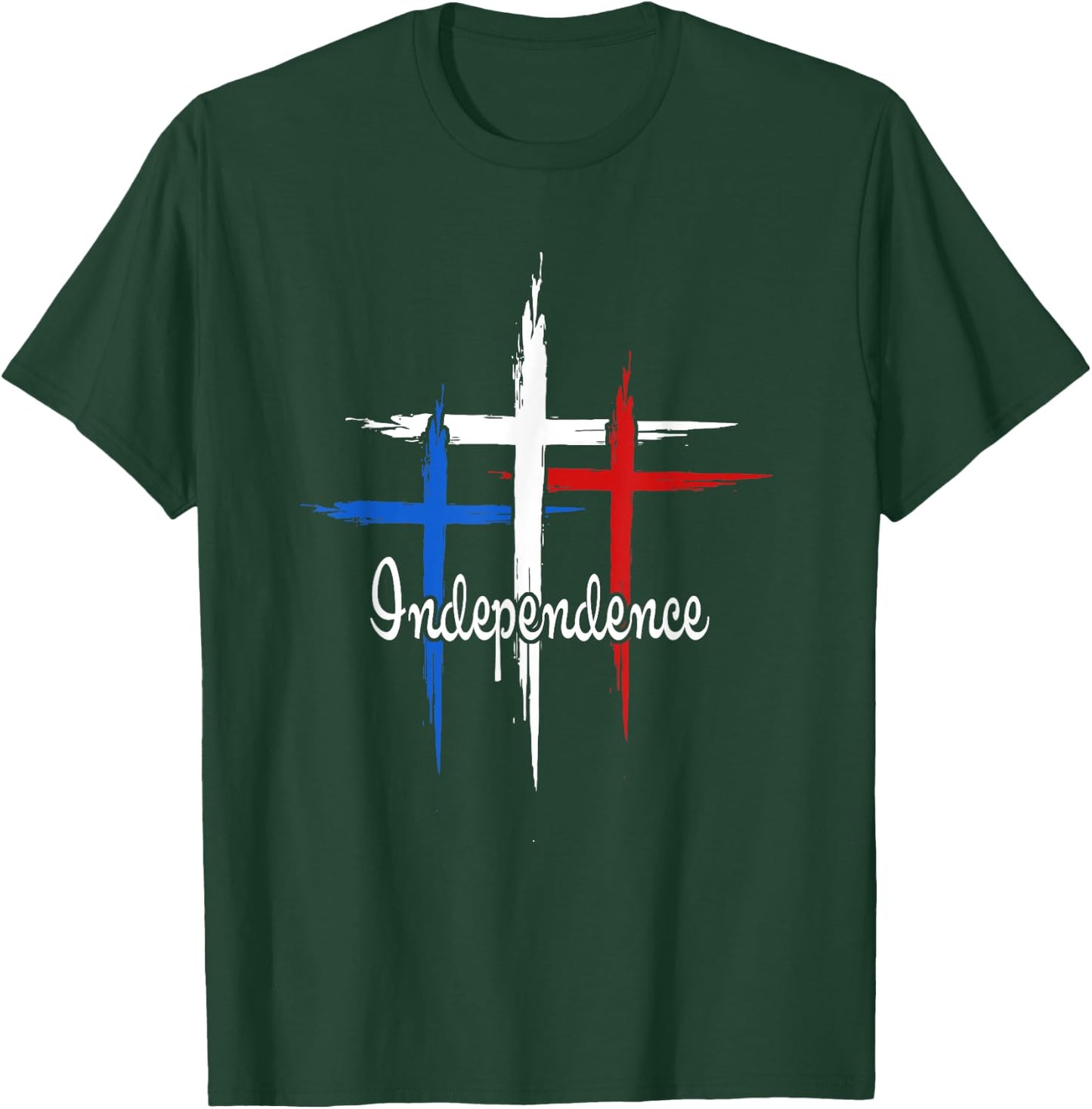 Independence Cross Christian 4th Of July US Flag Faith Women Men T-Shirt - T-Shirt | Forest