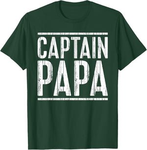 Captain Papa Shirt Pontoon Boat Fathers Day Fishing Boating T-Shirt - T-Shirt | Forest