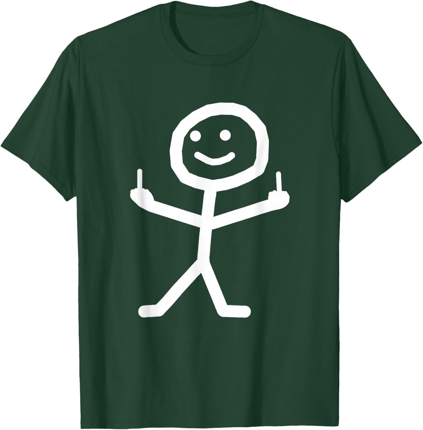 Funny stick man with middle finger gift T-Shirt - T-Shirt | Forest