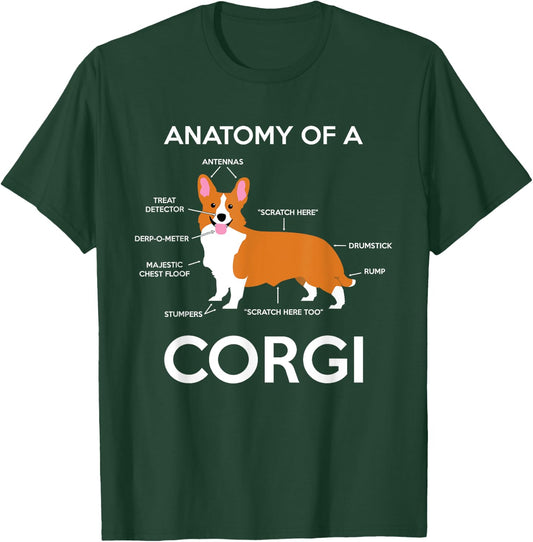 Anatomy Of A Corgi Funny Corgis Dog Puppy Nerd Biology Dogs T-Shirt - T-Shirt | Forest