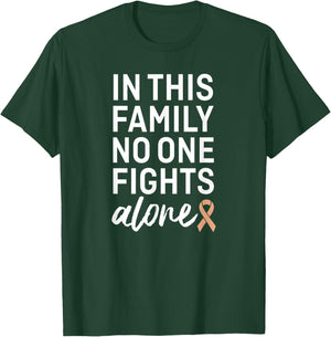 Uterine Cancer Awareness Peach Ribbon Family Support Group T-Shirt - T-Shirt | Forest