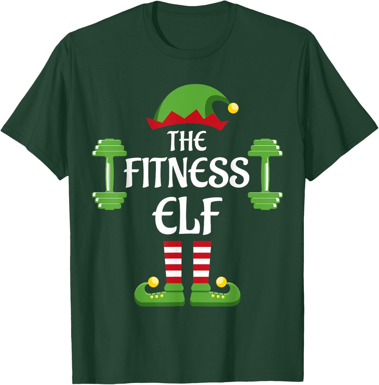 Fitness Elf Family Matching Group Christmas Sporty T-Shirt - T-Shirt | Forest