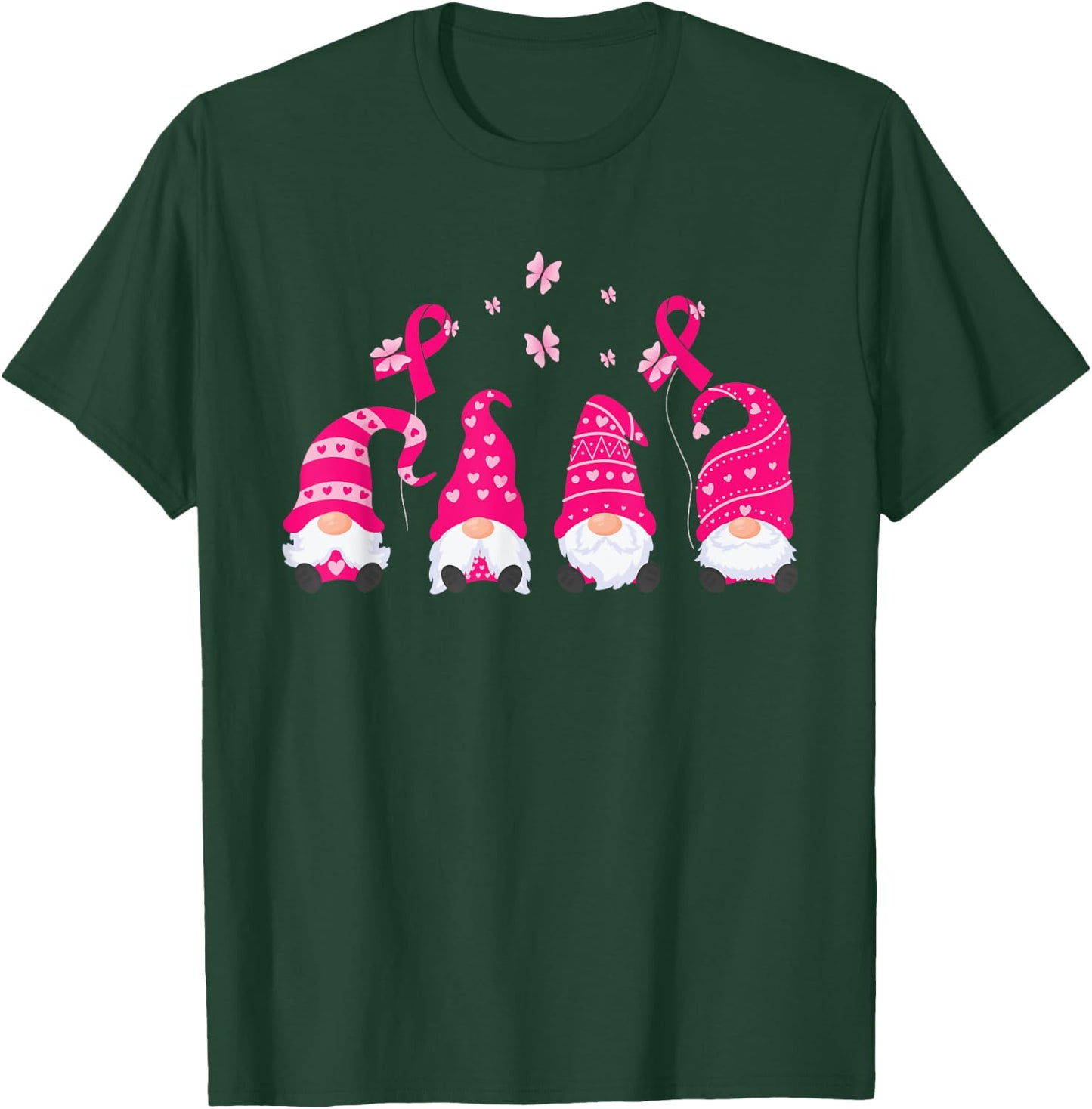 Gnome Breast Cancer Awareness Pink Ribbon Warrior Survivor T-Shirt - T-Shirt | Forest