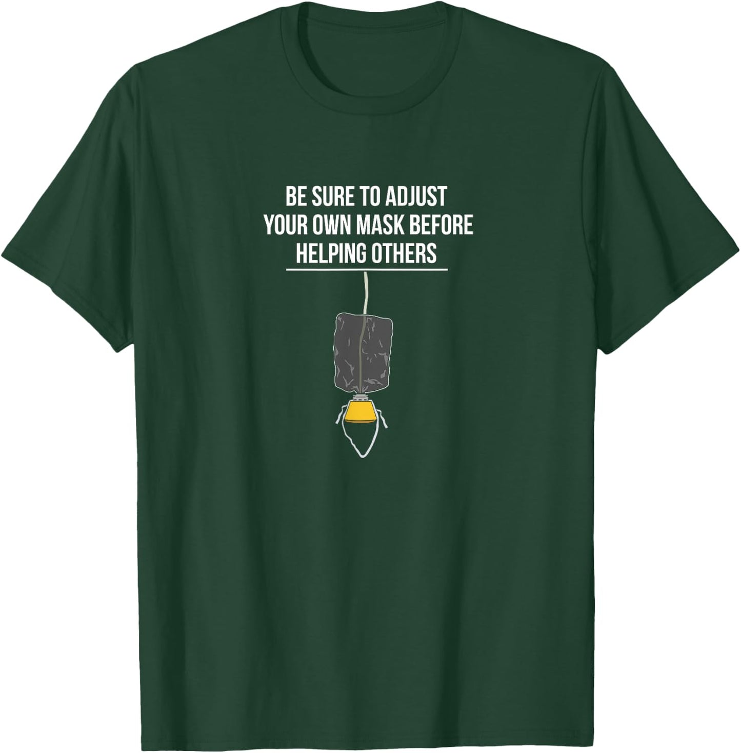 Oxygen Mask Airplane Flight Passenger Airport Pilot Safety T-Shirt - T-Shirt | Forest