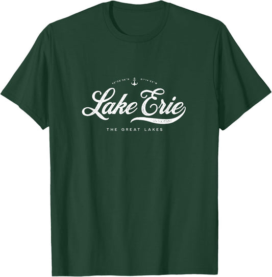Lake Erie Great Lakes Vintage Retro T-Shirt - T-Shirt | Forest