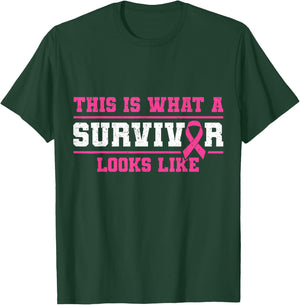 Breast Cancer Awareness Month This Is What Survivor Looks Like Pink Ribbon T-Shirt - T-Shirt | Forest
